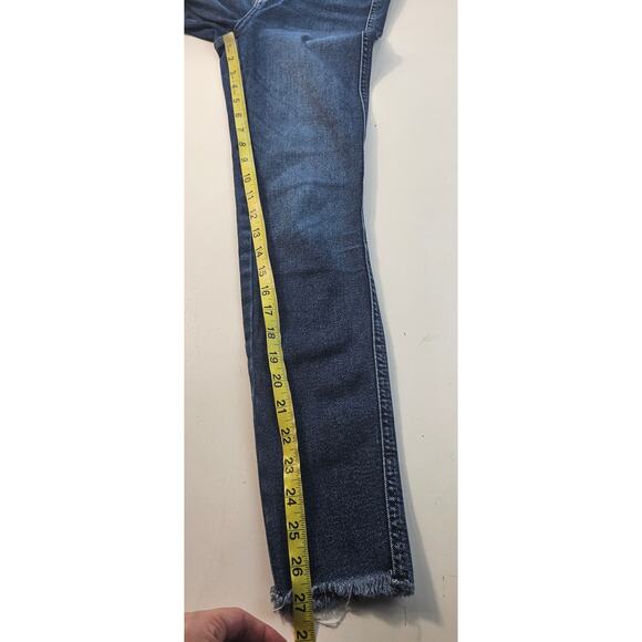 Free people high rise size 27 stretch jeans skinny raw hem ankle crop casual - Picture 5 of 7